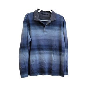 BUGATCHI Striped Long Sleeve Collared Polo  Shirt Men's Size Large